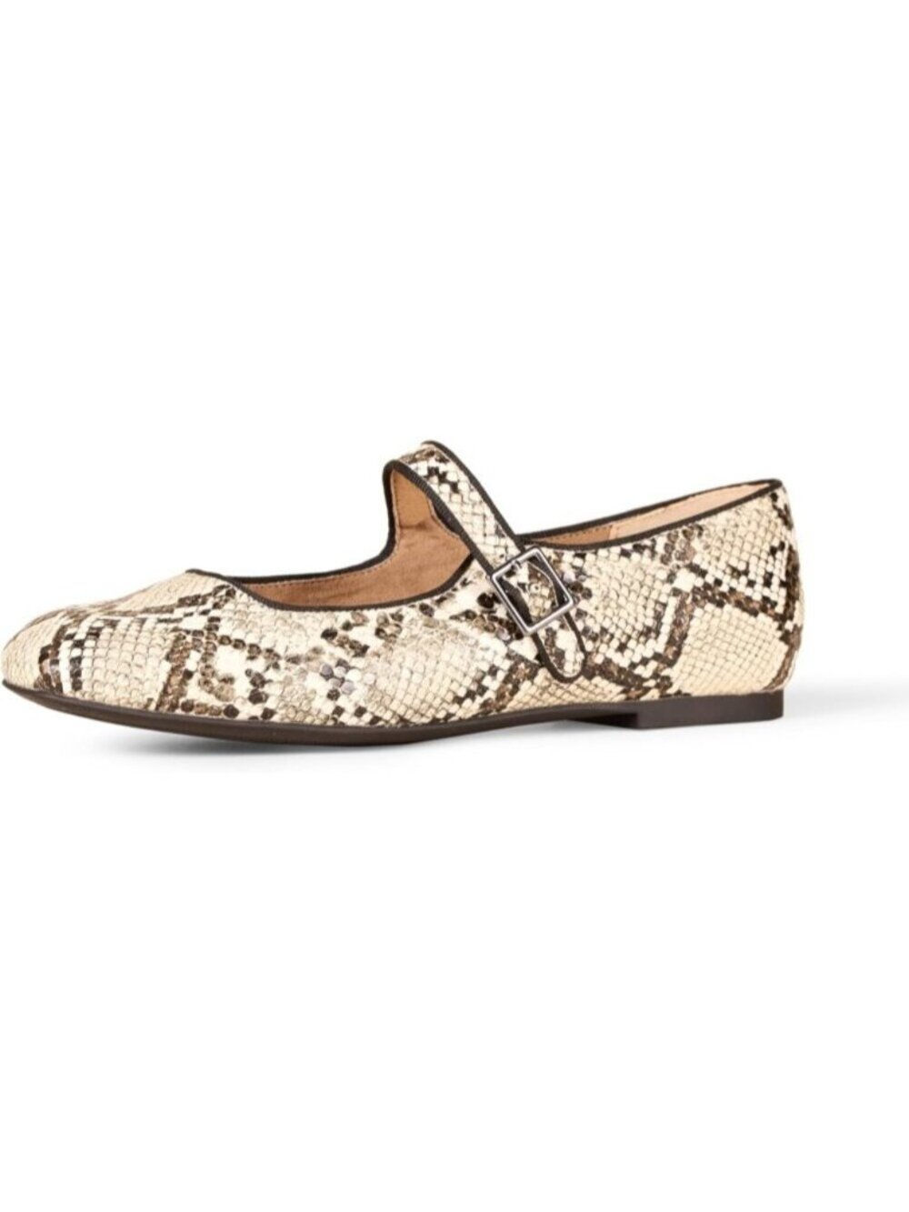 Women's Snake Faux Leather Velvet Mary Jane Ballet Flat With Buckle Strap Shoes